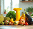 Assortiment de fruits et légumes commençant par J sur un plan de travail