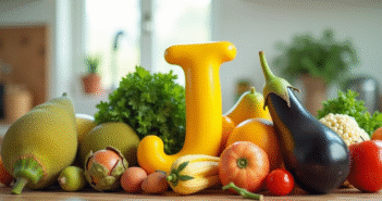 Assortiment de fruits et légumes commençant par J sur un plan de travail