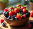 Assortiment de fruits rouges dans un bol rustique