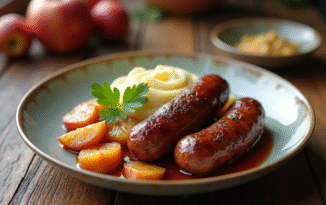 Boudin noir avec pommes caramélisées et purée