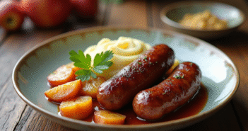 Boudin noir avec pommes caramélisées et purée