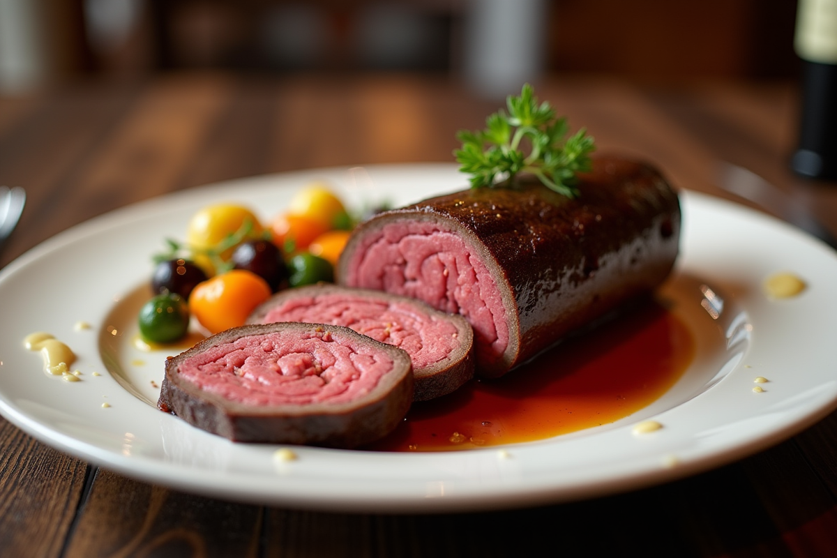 Tranches de boudin noir avec légumes colorés