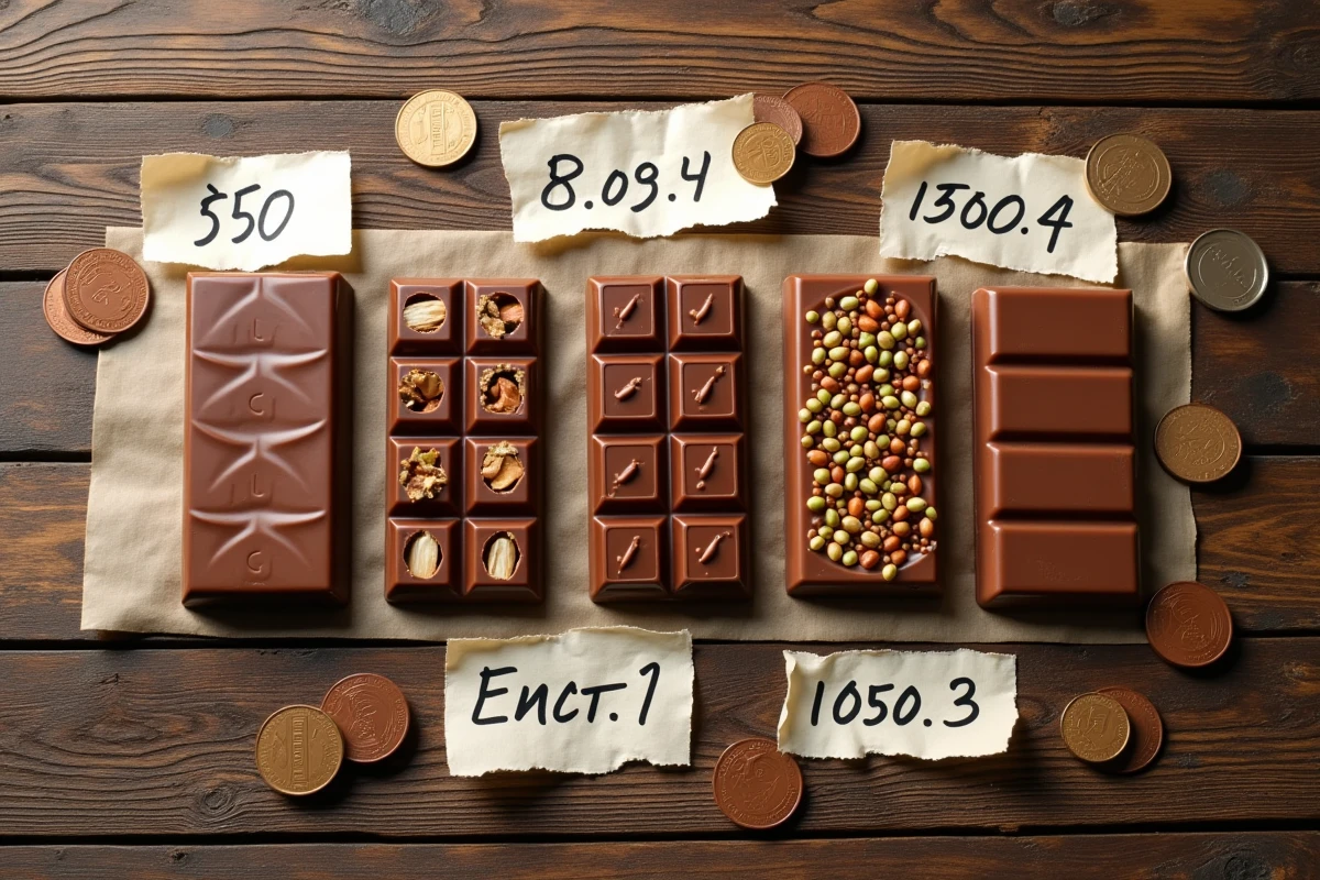 Comparatif à plat de tablettes de chocolat Dubaï et alternatives économiques avec étiquettes de prix