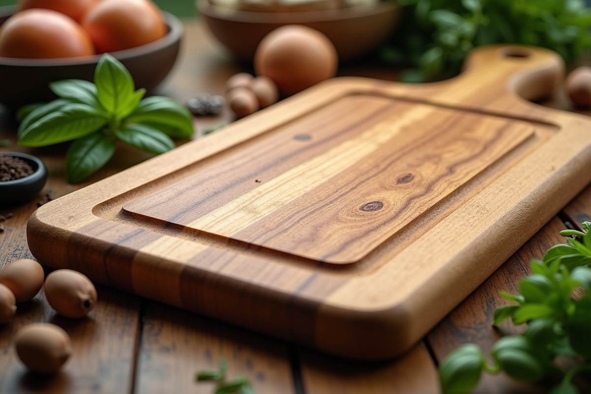 Zoom sur une planche zebrawood avec grains visibles entourée d