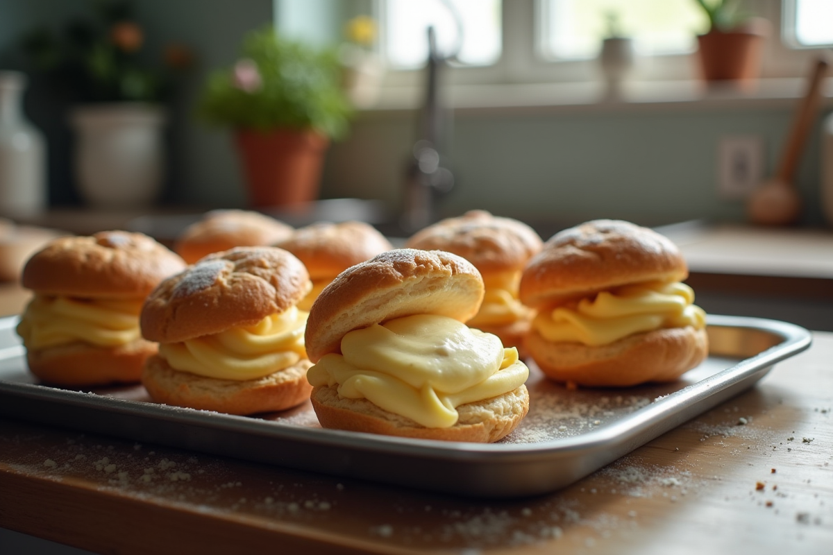 Plateau de choux ratés en cuisine maison