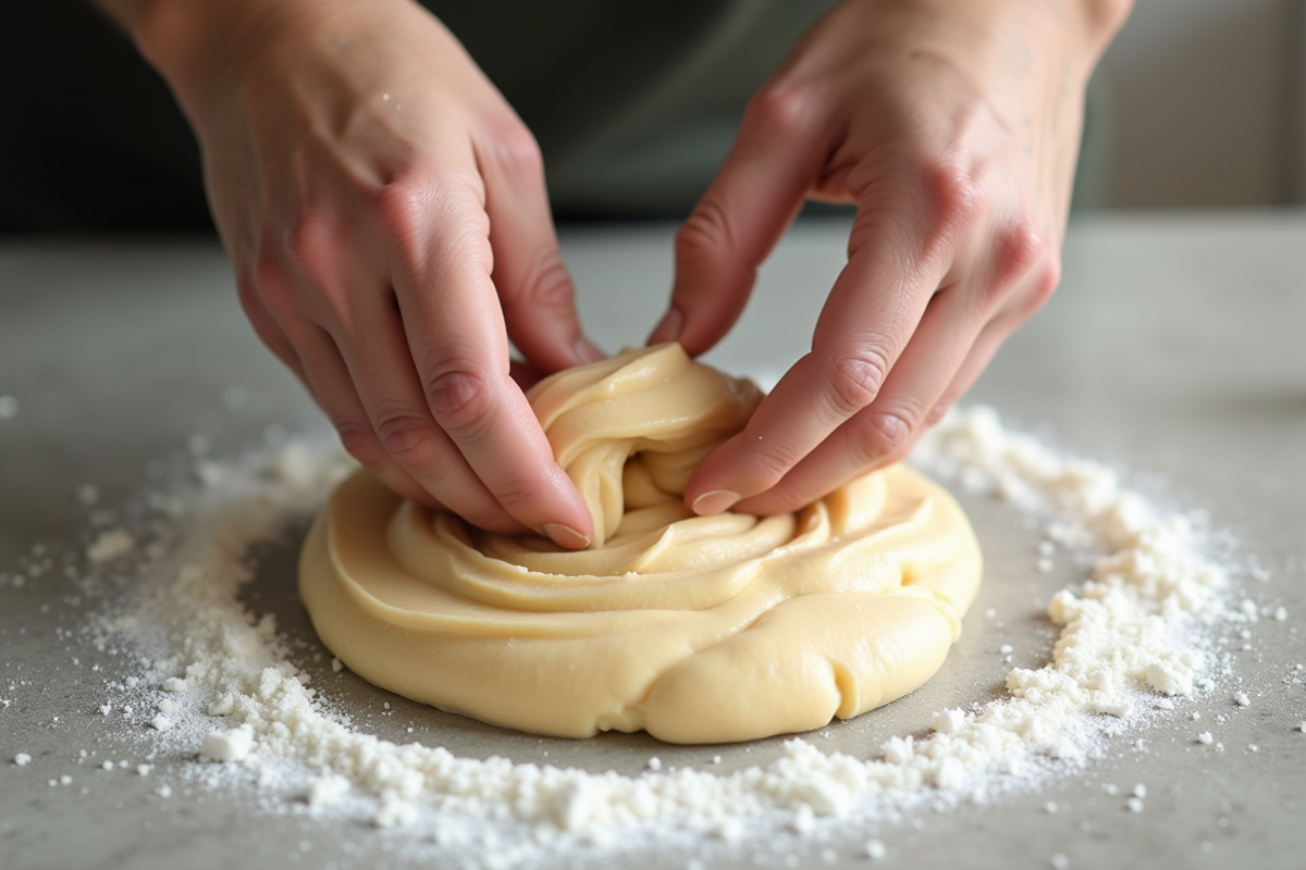 Mains pétrissant de la pâte d