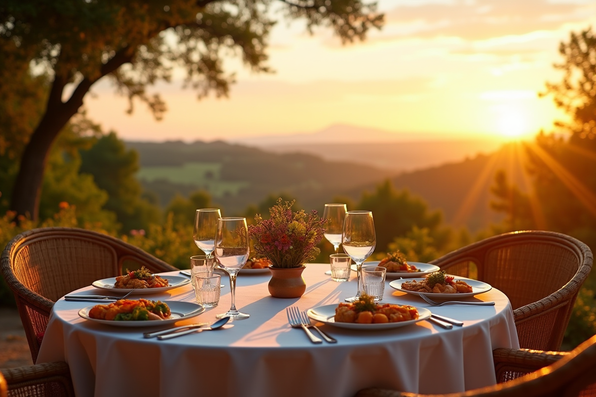 Table élégante en plein air avec plats de Ramsay